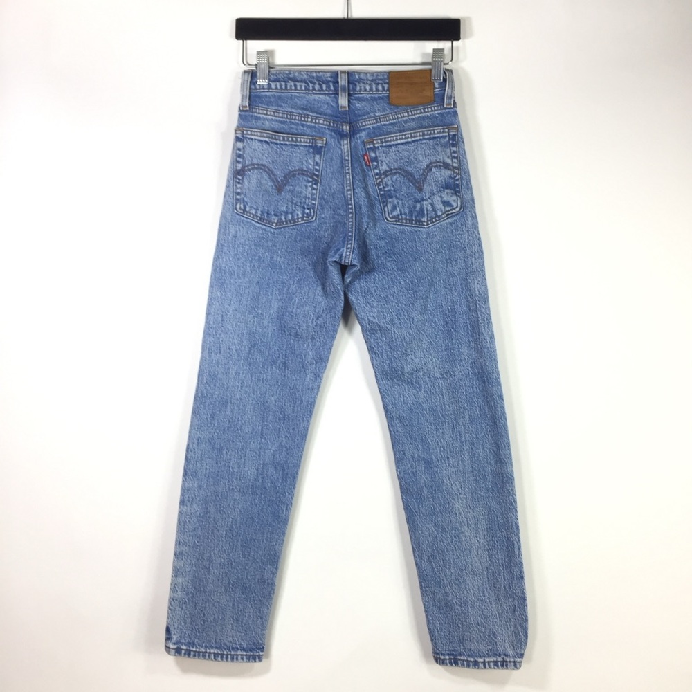Levi's Wedgie Straight High Rise Button Fly Cotton Blend Blue Jeans - Picture 10 of 13
